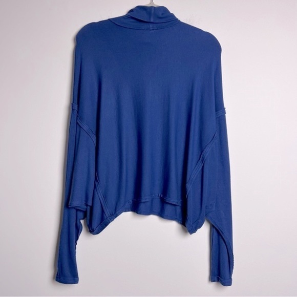 We The Free People Alameda Oversized Slouchy Super Soft Turtleneck Top Blue - Picture 12 of 16